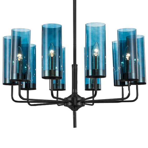 Люстра Black & Blue Glass Tube Chandelier 10 Графитовый Сапфир (Sapphire) в Краснодаре | Loft Concept 