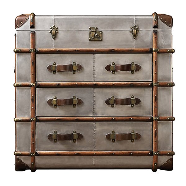 Комод в стиле Лофт RH Richards Polished Aluminum Trunks Chest Алюминий Коричневый винтаж в Краснодаре | Loft Concept 