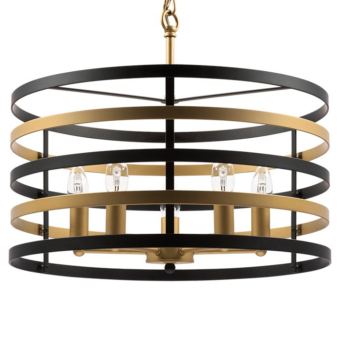 Люстра Gold Stripes Chandelier 5 Черный Золотой в Краснодаре | Loft Concept 