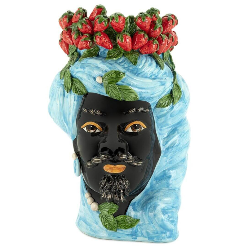 Ваза VASE STRAWBERRIES HEAD MAN BIG Blue Красный Голубой в Краснодаре | Loft Concept 