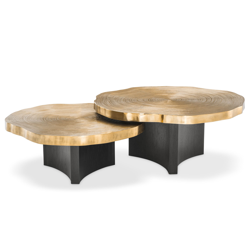 Комплект кофейных столов Eichholtz Coffee Table Thousand Oaks set of 2 Черный Латунь в Краснодаре | Loft Concept 