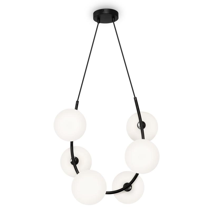 Люстра Marcan 6 Ball Chandelier Black Черный Белый в Краснодаре | Loft Concept 