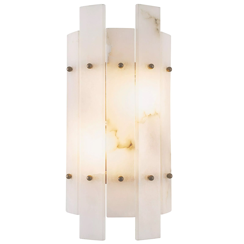 Бра Eichholtz Wall Lamp Caprera Alabaster Белый Мрамор Bianco Бежевый Латунь в Краснодаре | Loft Concept 