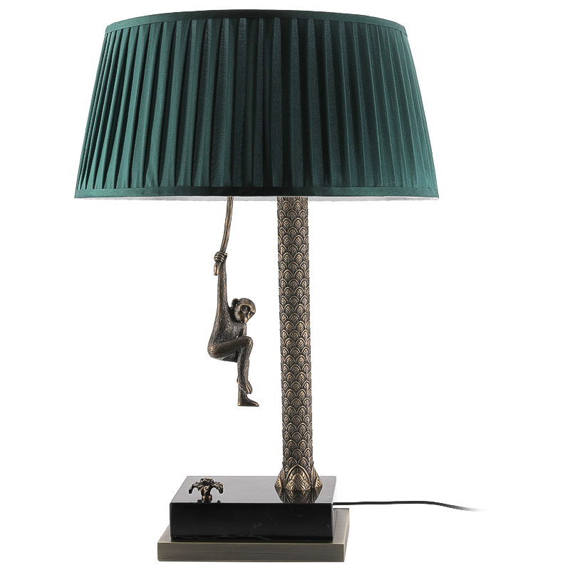 Настольная лампа Джунгли Table Lamp Jungle Emerald Латунь Античная полированная Черный Мрамор Nero Изумрудный в Краснодаре | Loft Concept 