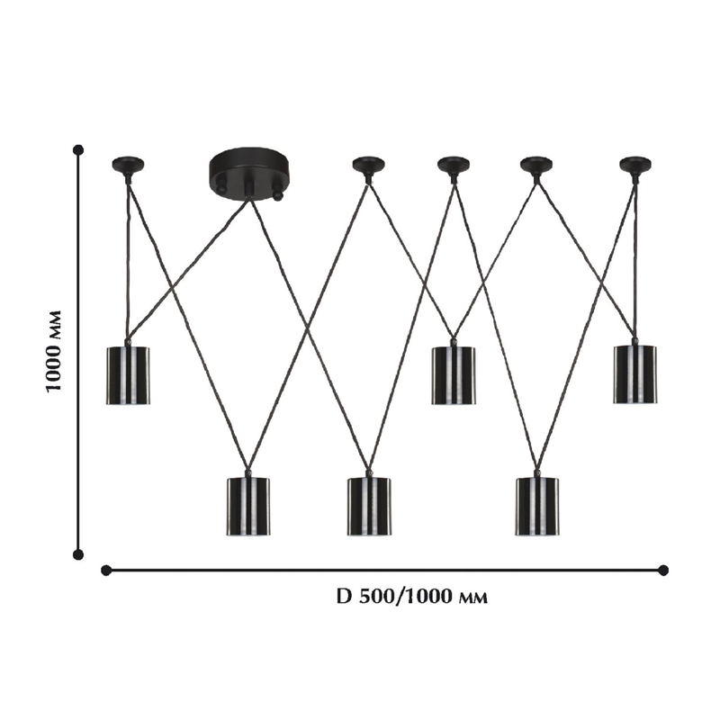 Черная каскадная люстра Wireflow Suspension в Краснодаре