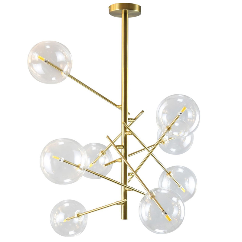 Люстра Gallotti & Radice Bolle Рanging Lamp 8 плафонов Золотой Прозрачный (Transparent) в Краснодаре | Loft Concept 