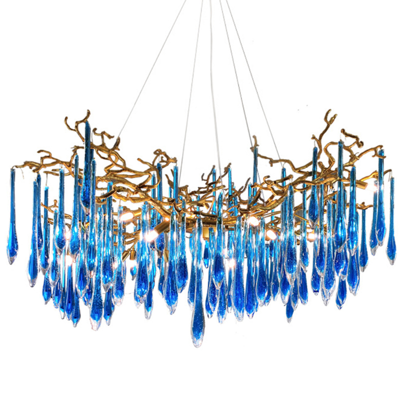 Люстра Blue Fountain Chandelier  Золотой Синий в Краснодаре | Loft Concept 