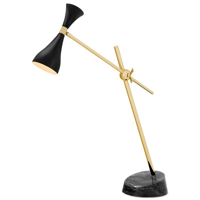 Настольная лампа Eichholtz Desk Lamp Cordero xl Черный Латунь Черный Мрамор Nero в Краснодаре | Loft Concept 