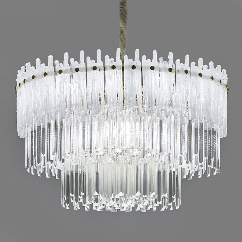 Люстра Murano Glass ICE Chandelier Золотой Белый Прозрачное Стекло в Краснодаре | Loft Concept 