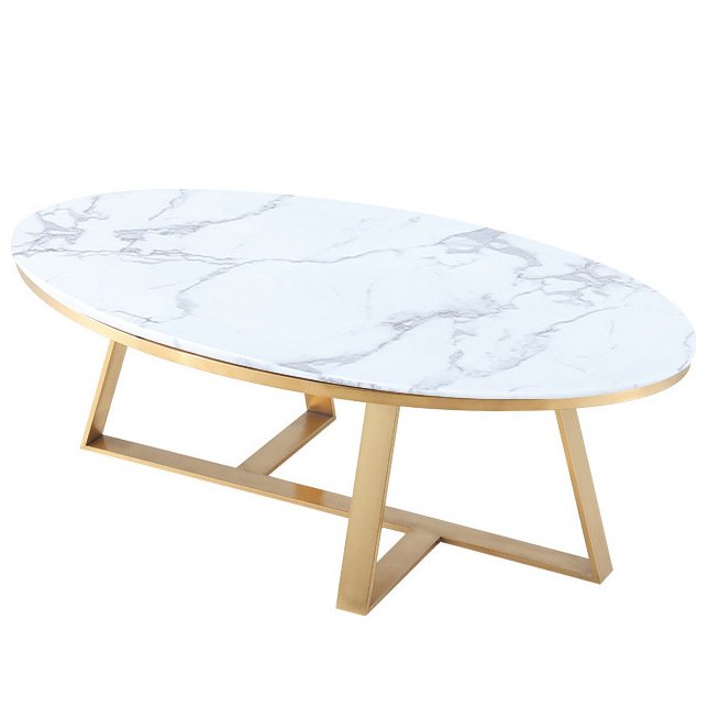 Кофейный стол Marble Oval Table Латунь Белый в Краснодаре | Loft Concept 