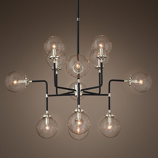 Люстра BISTRO GLOBE CLEAR GLASS SILVER CHANDELIER 12 Черный Серебряный Прозрачное Стекло в Краснодаре | Loft Concept 