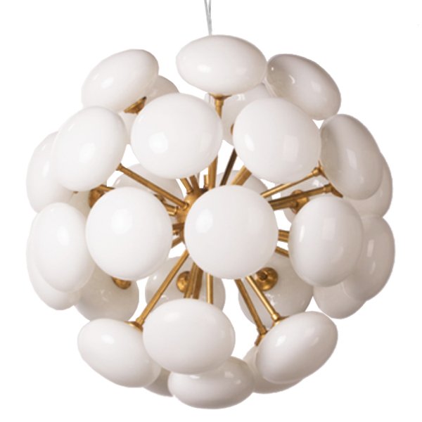 Люстра Mid-Century Sputnik Milk Glass Chandelier Золотой Прозрачный белый в Краснодаре | Loft Concept 