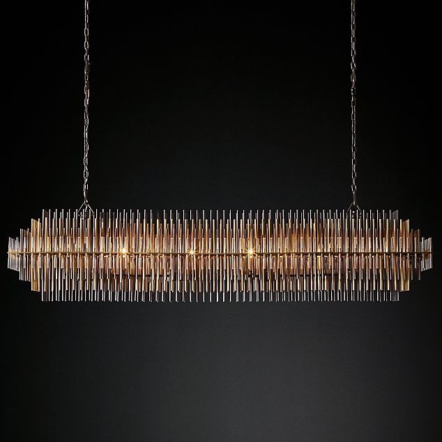 Люстра Restoration Hardware Emile Linear Chandelier Латунь Античная полированная Прозрачный Оловянный Темная бронза в Краснодаре | Loft Concept 