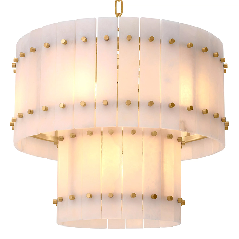 Люстра Eichholtz Chandelier Ruby S Alabaster Латунь Бежевый Белый Мрамор Bianco в Краснодаре | Loft Concept 