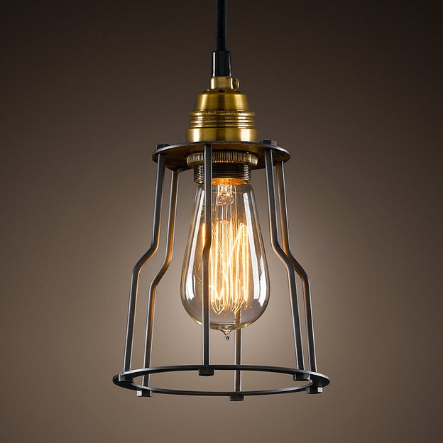 Подвесной светильник Loft Industrial Cage Filament Pendant Бронза Черный в Краснодаре | Loft Concept 