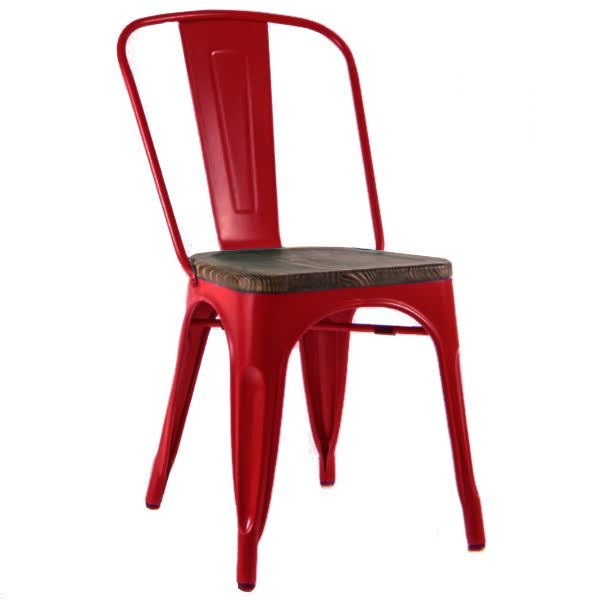 Кухонный стул Tolix Chair Wood Red Красный Красный Коричневый в Краснодаре | Loft Concept 