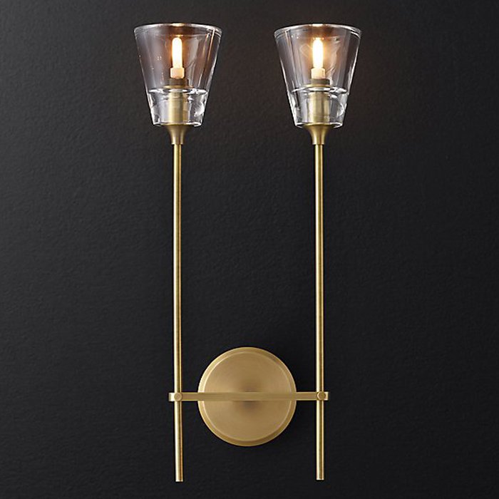 Бра RH Torche De Verre Double wall lamp Латунь в Краснодаре | Loft Concept 