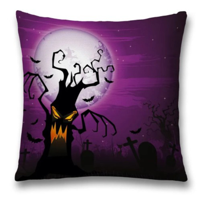 Подушка Halloween Terrible Tree Черный Пурпурно-фиолетовый в Краснодаре | Loft Concept 