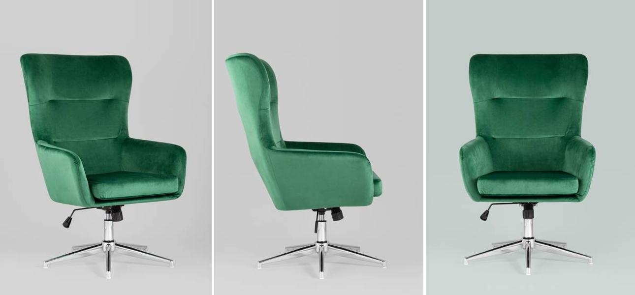 Кресло офисное Alastair изумрудный велюр - фото