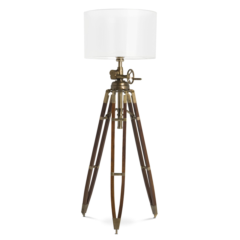 Торшер Eichholtz Floor Lamp Royal Marine Cream Кремовый Коричневый Латунь Античная полированная в Краснодаре | Loft Concept 