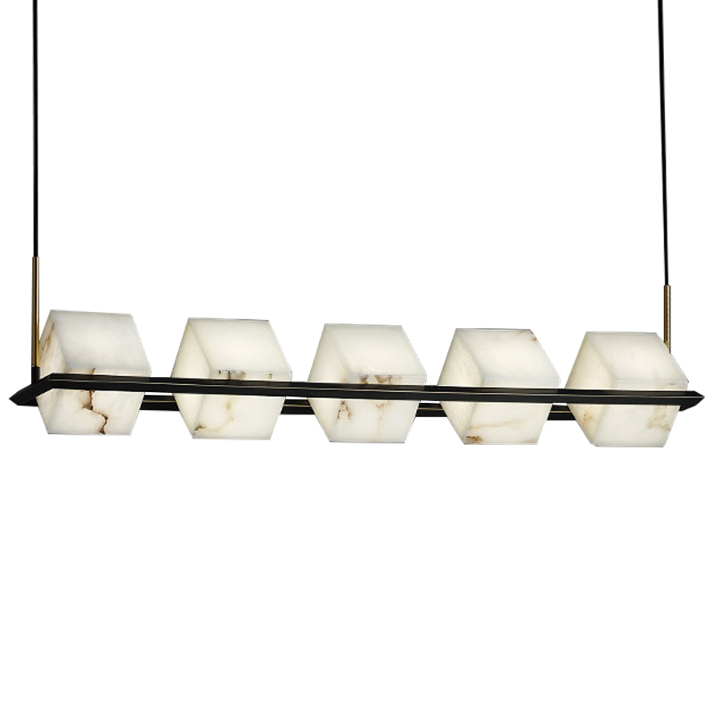 Люстра Marble Cubes Modern Light Chandelier 5 плафонов Черный Белый Мрамор Bianco Латунь в Краснодаре | Loft Concept 