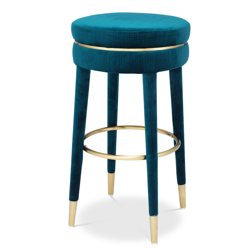 Барный стул Eichholtz Bar Stool Parisian blue Бирюзовый Латунь в Краснодаре | Loft Concept 