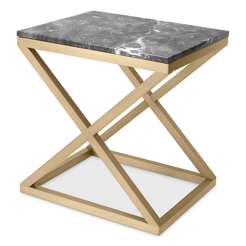 Приставной стол Eichholtz Side Table Criss Cross Латунь Серый в Краснодаре | Loft Concept 