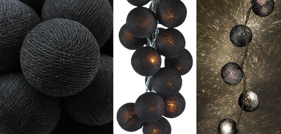 Гирлянда хлопковые фонарики Сotton Ball Ice Black - Loft-Concept в Краснодаре