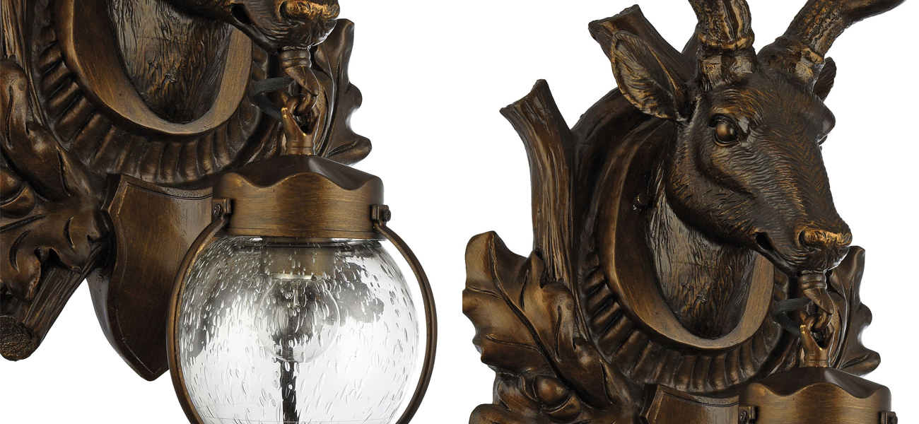 Темно-коричневый уличный светильник с головой оленя ANIMAL LANTERN - фото