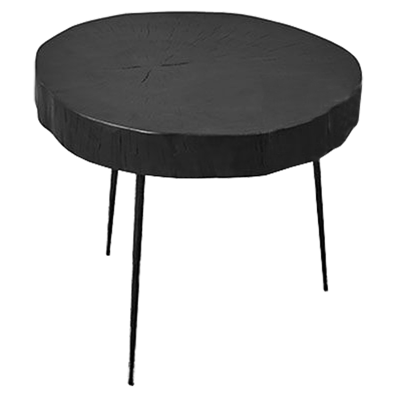 Приставной стол Saw Cut Black Wood Side Table Черный в Краснодаре | Loft Concept 