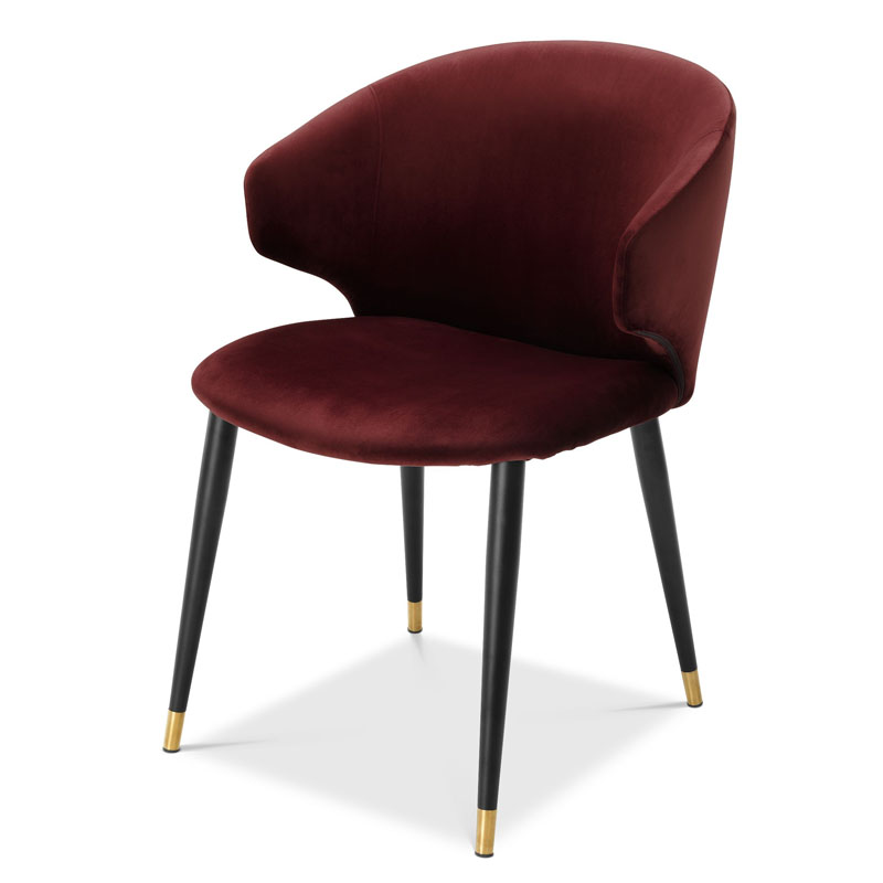 Стул Eichholtz DINING CHAIR VOLANTE burgundy Бургундский красный Черный Золотой в Краснодаре | Loft Concept 