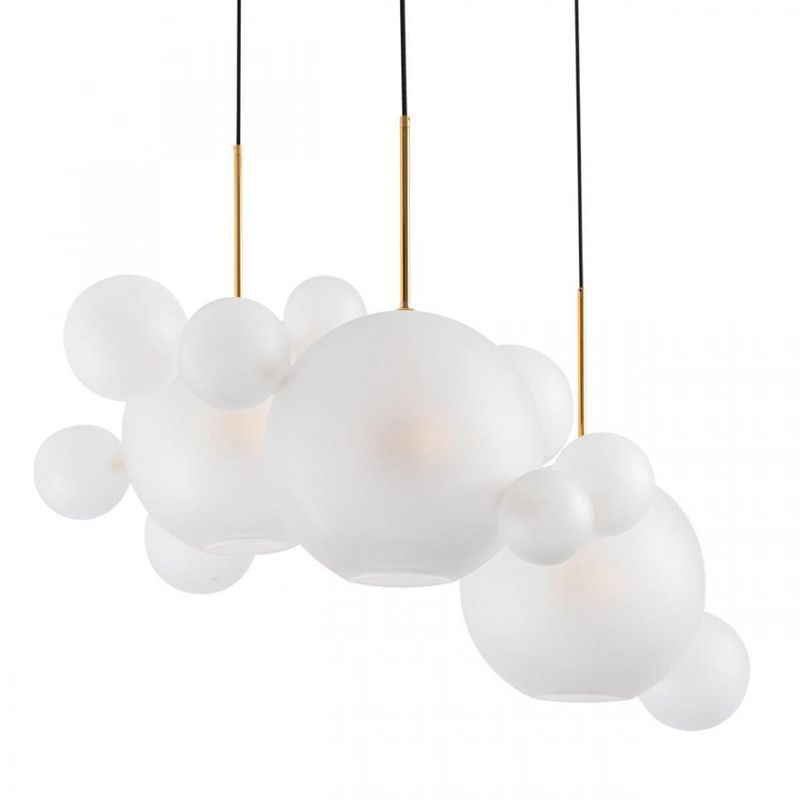 Светодиодный светильник Giopato & Coombes Bollr  Bubble Chandelier Circle матовое белое стекло 3 плафона Белый Золотой в Краснодаре | Loft Concept 