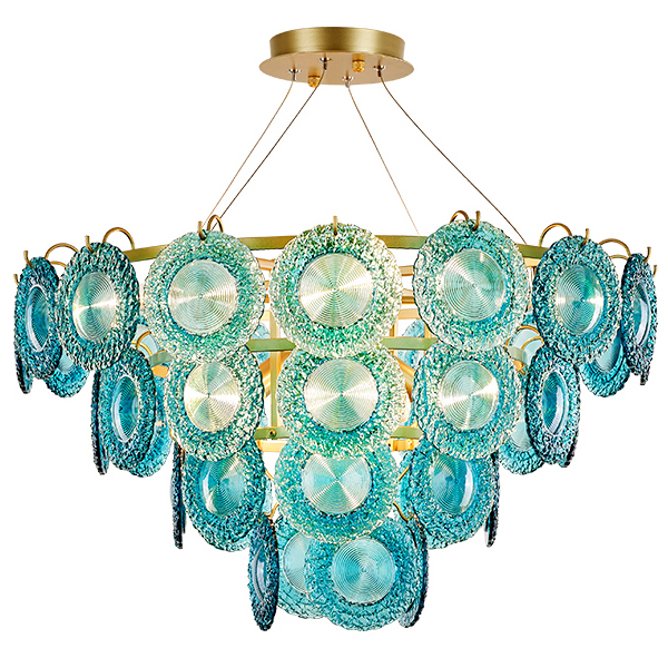 Люстра Blue Glass disk Chandelier Золотой Голубой в Краснодаре | Loft Concept 