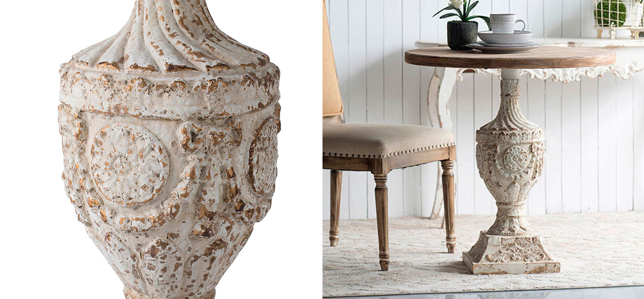 Столик круглый с гравировкой на ножке Evelyn - фото