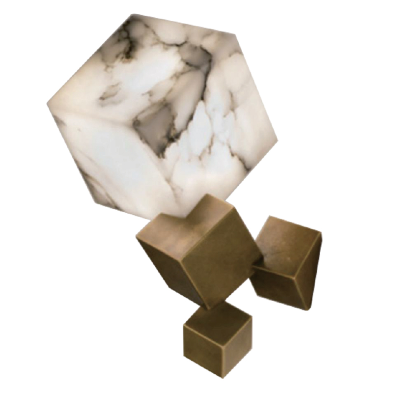 Бра Marble Cube Wall lamp Белый Мрамор Bianco Медь в Краснодаре | Loft Concept 