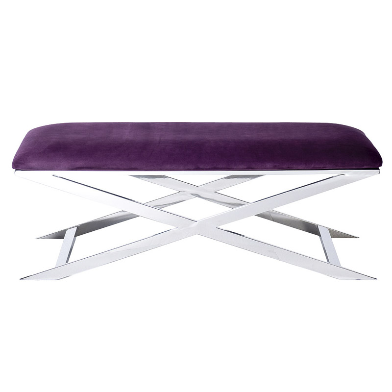 Банкетка Bench Velor Violet Хром Фиолетовый в Краснодаре | Loft Concept 