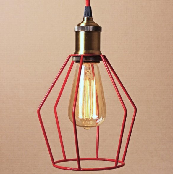 Подвесной светильник Wire Cage Pendant Trew Red Красный в Краснодаре | Loft Concept 