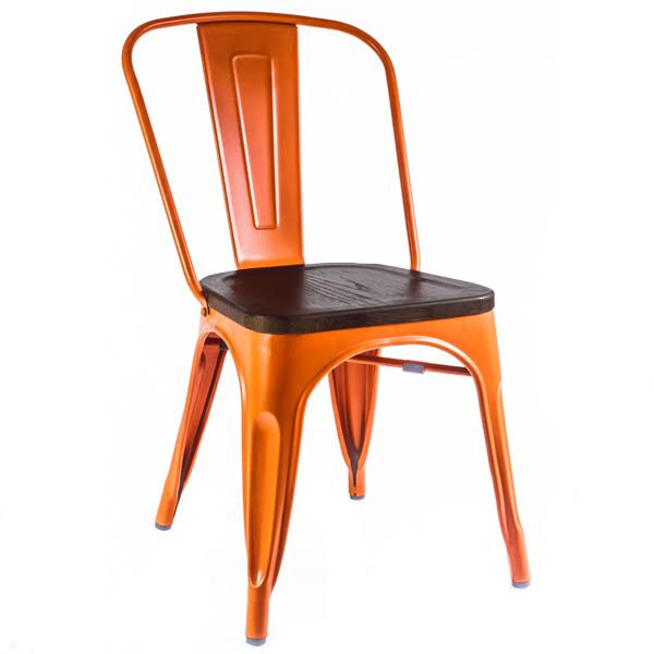 Кухонный стул Tolix Chair Wood Orange Оранжевый Коричневый в Краснодаре | Loft Concept 