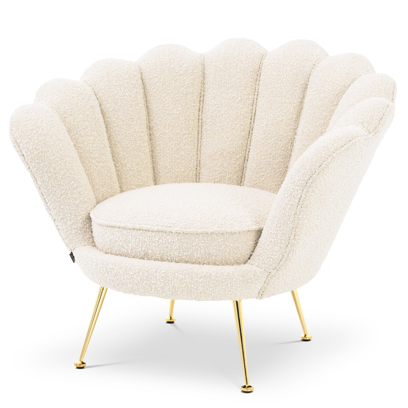 Кресло Eichholtz Chair Trapezium Boucle cream Кремовый Латунь в Краснодаре | Loft Concept 