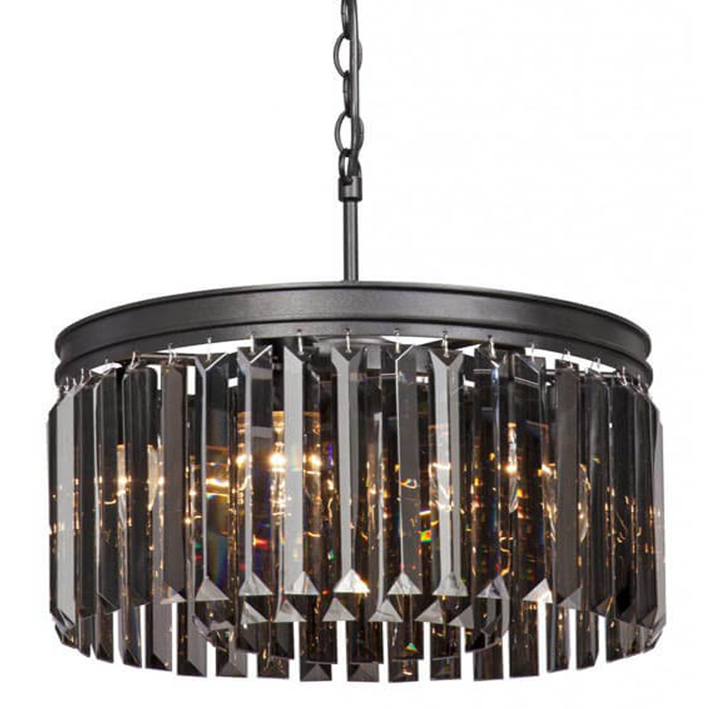 Люстра RH Rhys Smok Glass Prism Round Chandelier 40 Черный матовый в Краснодаре | Loft Concept 