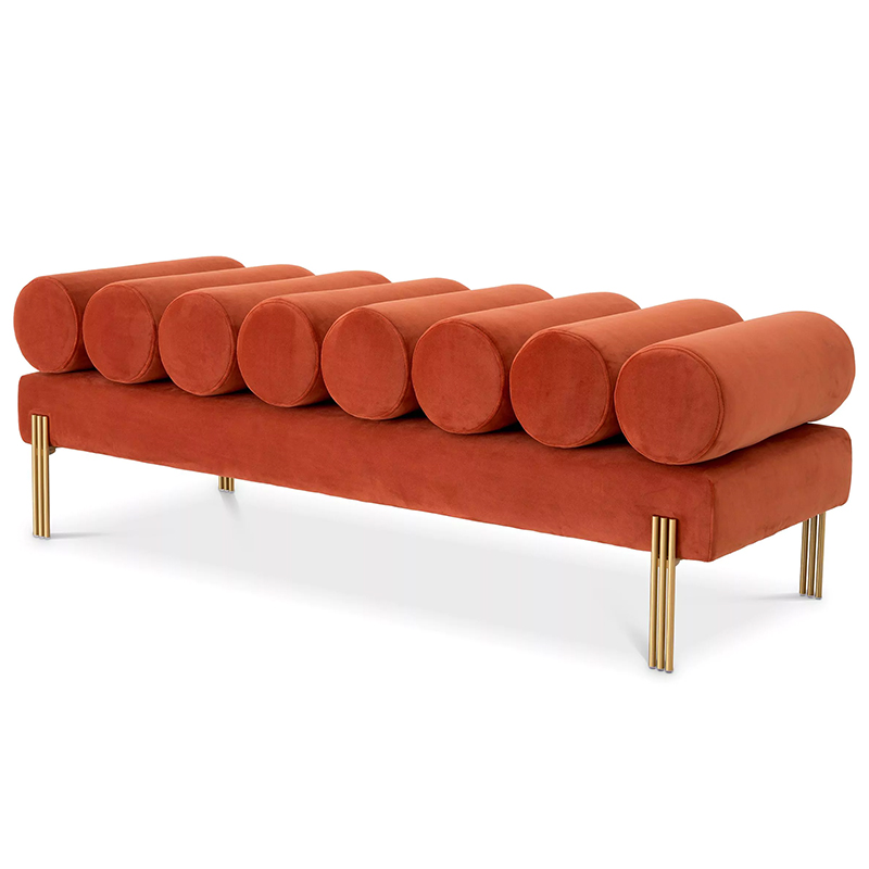 Банкетка Eichholtz Bench Oxley Orange Оранжевый Латунь в Краснодаре | Loft Concept 