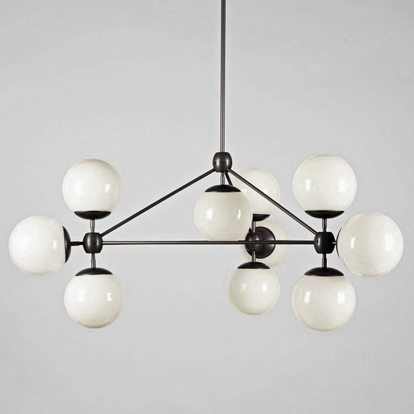 Modo 10 Globes Chandelier Black and White Glass Прозрачный белый Черный в Краснодаре | Loft Concept 