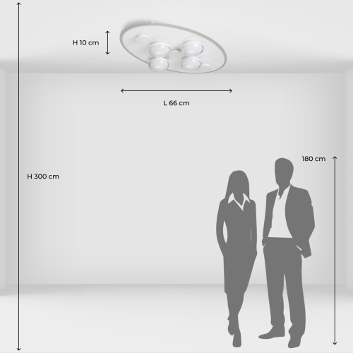 Потолочный светильник овальной формы белого цвета с 7-ю лампами Lunar Pebbles в Краснодаре