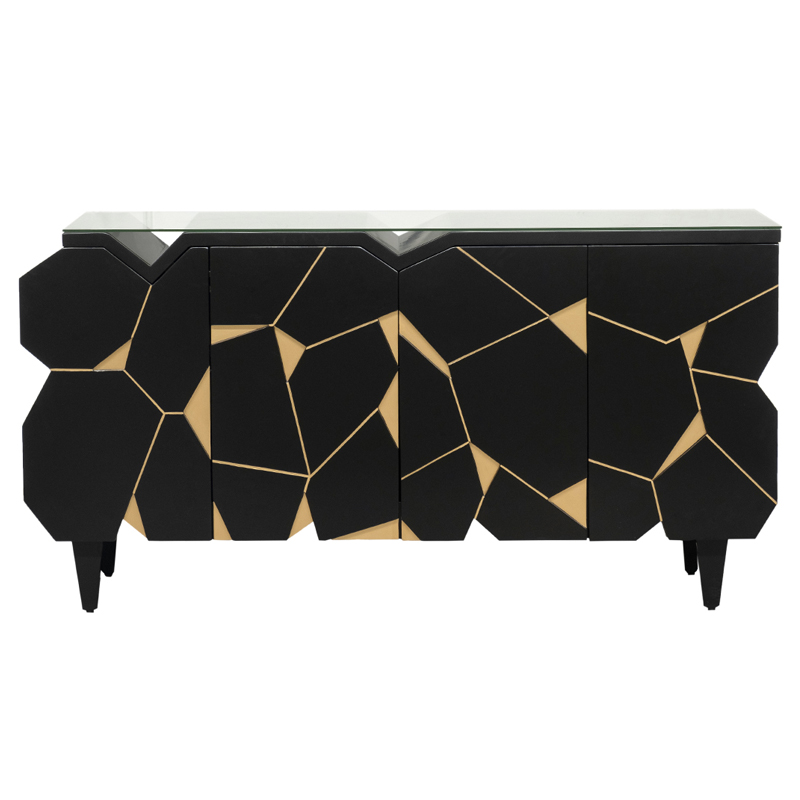 Комод геометрический декор Mosaik Chest of drawers Черный Черный Золотой в Краснодаре | Loft Concept 