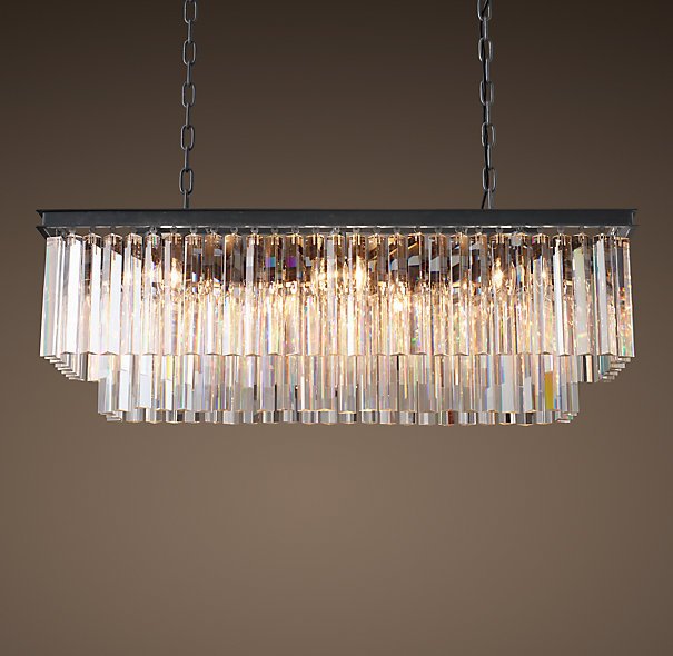 Люстра RH 1920s Odeon Clear Glass Fringe Black iron 90 Черный в Краснодаре | Loft Concept 