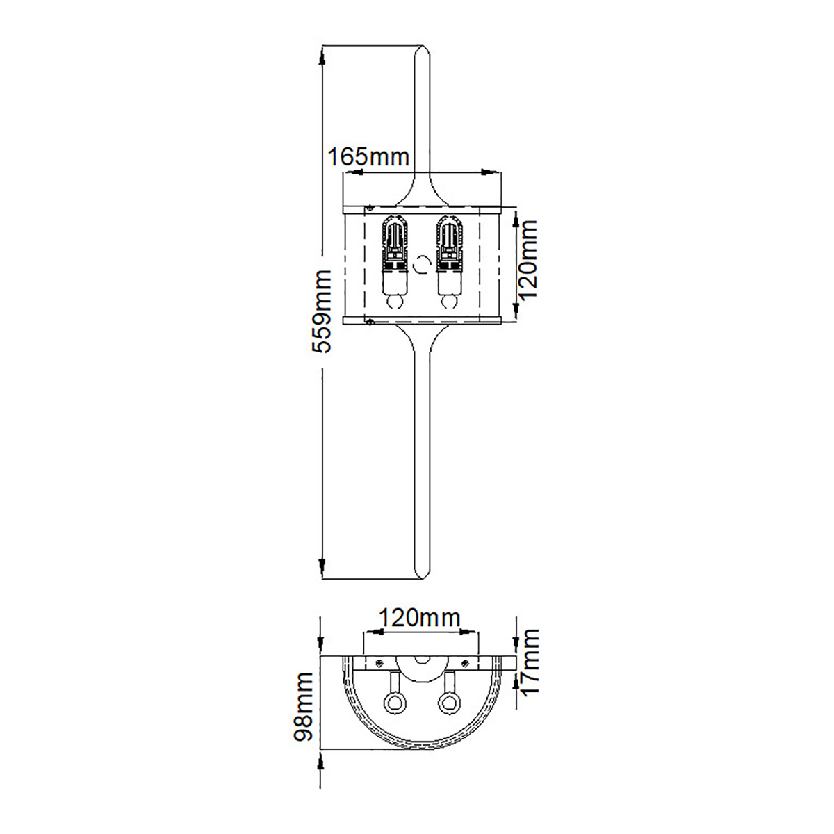 Бра вертикальное с белым полукруглым плафоном и длинным стержнем S Kichler в Краснодаре