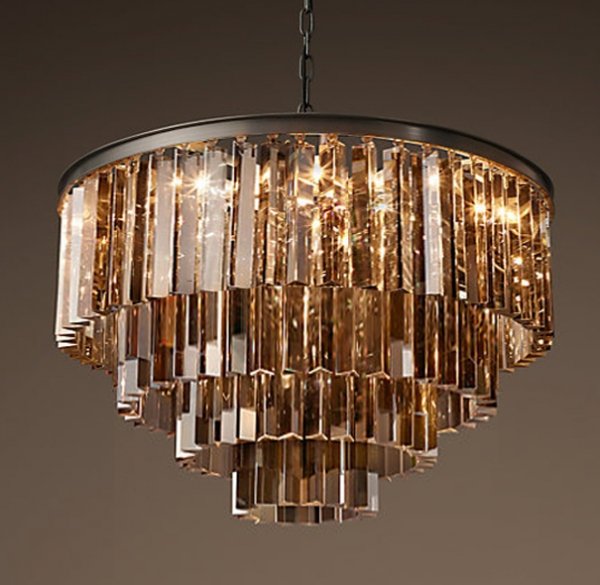 Люстра RH 1920s Odeon Smoke Glass Fringe Chandelier -60 Черный в Краснодаре | Loft Concept 