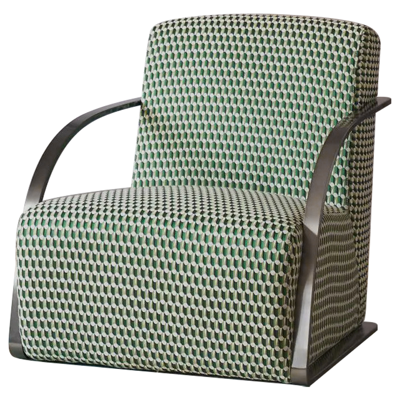 Кресло Esme Green Pattern Armchair Зеленый Темный хром в Краснодаре | Loft Concept 