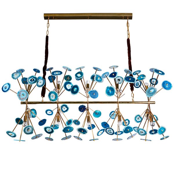 Люстра Agate Burst Chandelier Blue Line Золотой Синий в Краснодаре | Loft Concept 