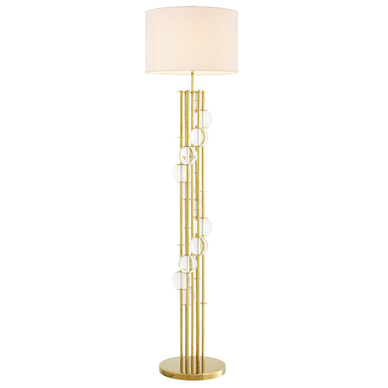 Торшер Eichholtz Floor Lamp Lorenzo Gold & white Глянцевое золото Белый Прозрачный в Краснодаре | Loft Concept 